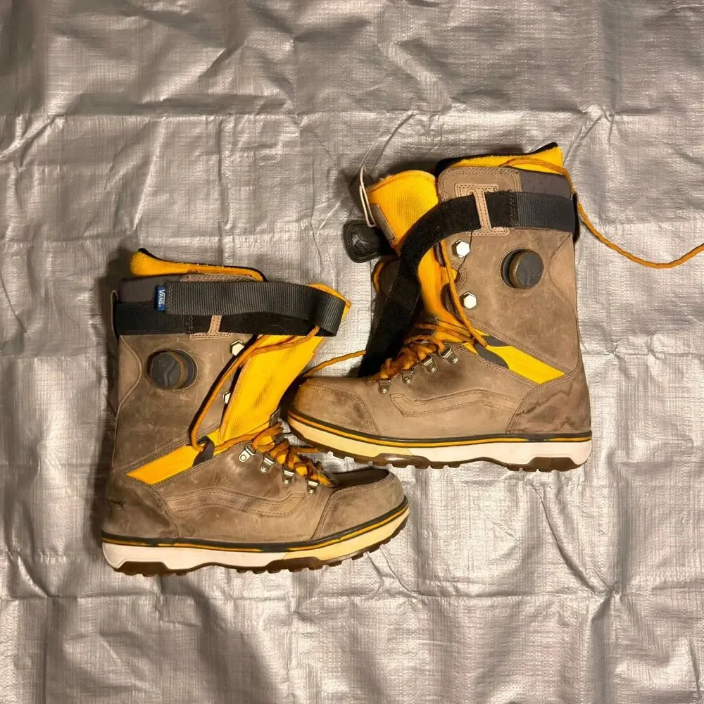 Vans Infuse Snowboard Boots Mens Size 11 Brown Yellow Hybrid BOA Leather RECCO